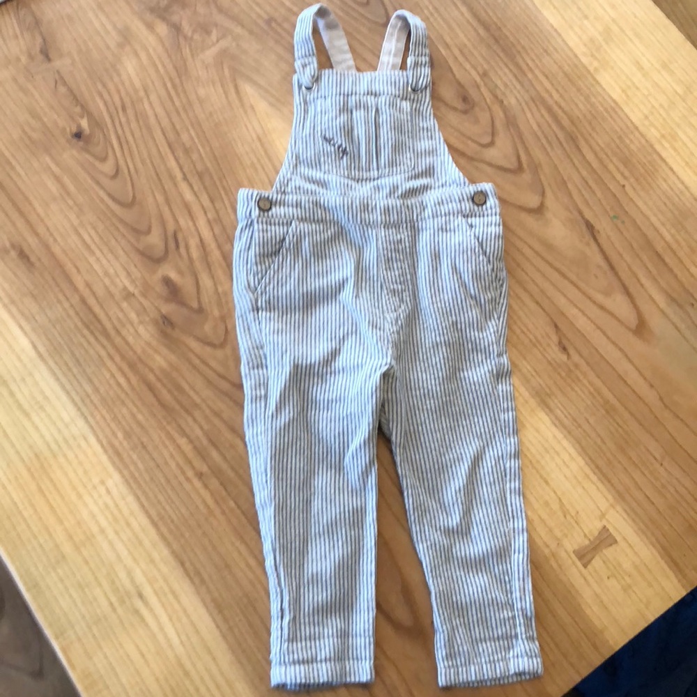 Zara 2/3T blue/white stripe overalls